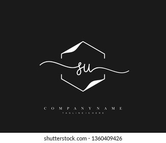 SU initial handwriting logo template vector