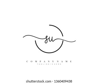 SU initial handwriting logo template vector