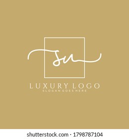 SU Initial handwriting logo template vector