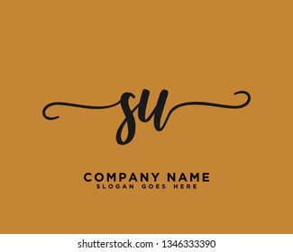 SU Initial Handwriting Logo Vector