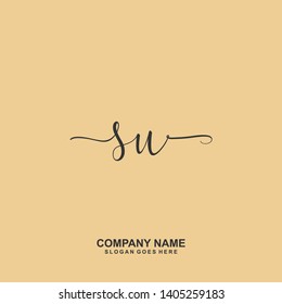 SU Initial handwriting logo vector