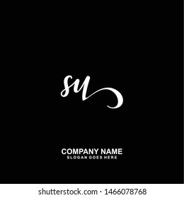 SU Initial handwriting logo vector