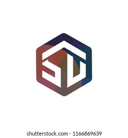 SU Initial letter hexagonal logo vector