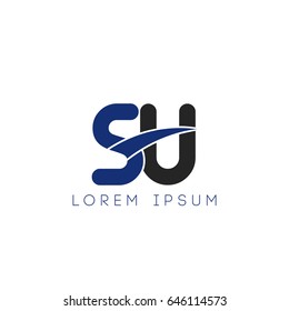 su initial letter uppercase logo blue and black