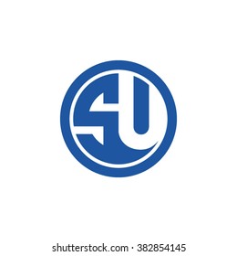 SU initial letters circle business logo blue