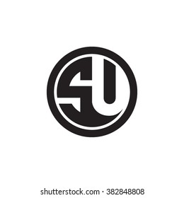 SU initial letters circle monogram logo