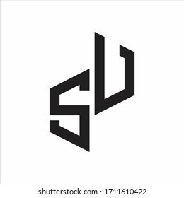 SU Initial Letters logo monogram with up to down style