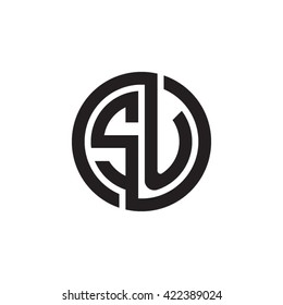 SU initial letters looping linked circle monogram logo