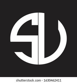 SU Initial Logo design Monogram Isolated on black and white