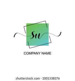 SU Initial logo handwriting typographic template