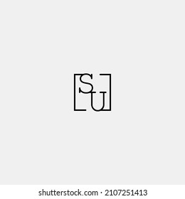 SU initial logo in line concept in high quality professional design that will be best for companies