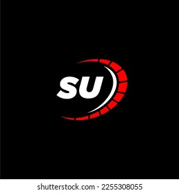 SU initial monogram for automotive logo with speed image design vector