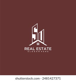 SU initial monogram building and roof logo for real estate