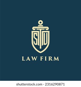 SU initial monogram for law firm with sword and shield logo image