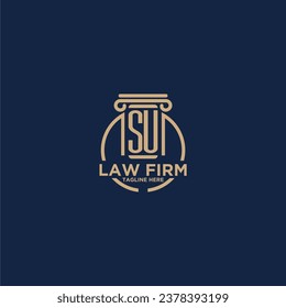 SU initial monogram for law firm with creative circle line