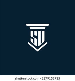 SU initial monogram logo lawfirm with pillar design