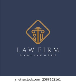 SU initial monogram logo for lawfirm with pillar in creative square design