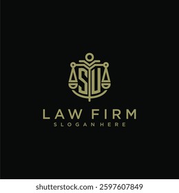 SU initial monogram logo for lawfirm with scale vector design