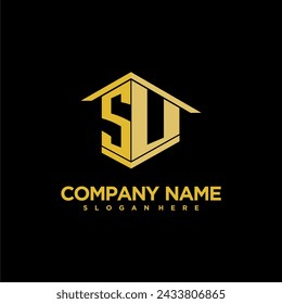 SU initial monogram logo for real estate with creative building style design