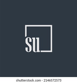 SU initial monogram logo with rectangle style dsign