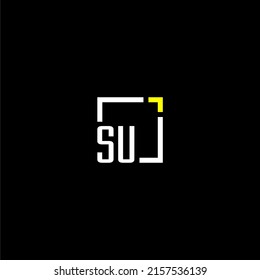 SU initial monogram logo with square style design