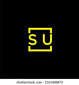 SU initial monogram logo with square style design