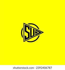 SU initial monogram logo with triangle style design