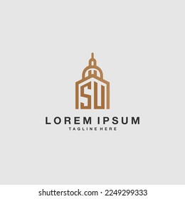 SU initial monogram real estate logo with imperium style desgn