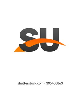 SU initial overlapping swoosh letter logo black orange