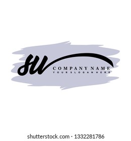 SU initial signature logo. handwriting logo template vector,