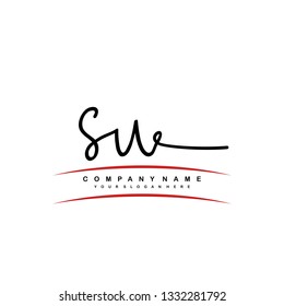 SU initial signature logo. handwriting logo template vector,