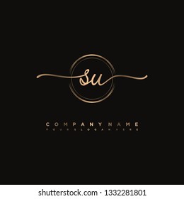 SU initial signature logo. handwriting logo template vector,