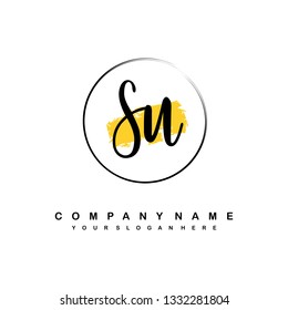 SU initial signature logo. handwriting logo template vector,