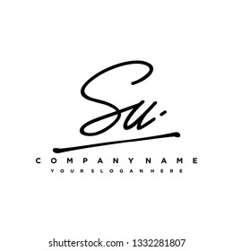 SU initial signature logo. handwriting logo template vector,