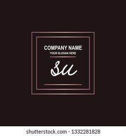 SU initial signature logo. handwriting logo template vector,