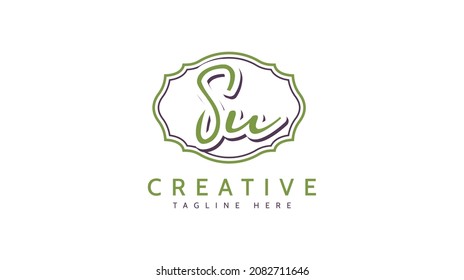 Su Initials, handwriting logo vector