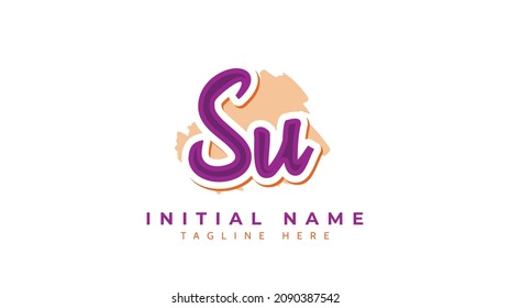 Su Initials, handwriting logo vector