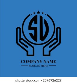 SU initials held within hands, symbolizing trust and protection. The circle represents unity, while stars highlight excellence and ambition.