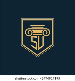 SU Initials Law Firm Logo Lawyer logo with creative law element