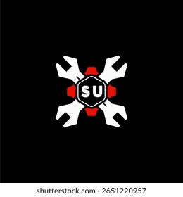 SU Initials Vektor Stok Otomotif Logo Design
