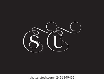 SU latter ligature typography logo design template