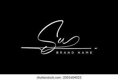 SU letter beauty handwriting vector logo. 