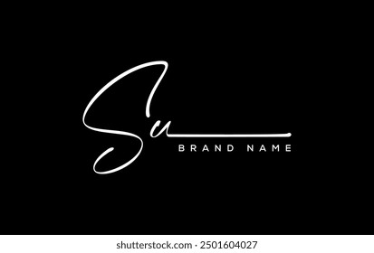 SU letter beauty handwriting vector logo. 