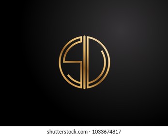 SU Letter circle shape gold color logo Design