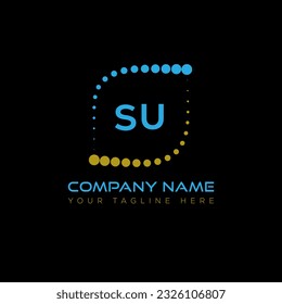 SU letter logo design on black background. SU creative initials letter logo concept. SU unique design.
