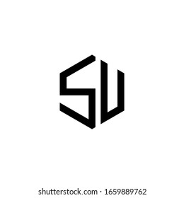 SU Letter Logo Design polygon Monogram Icon Vector Template