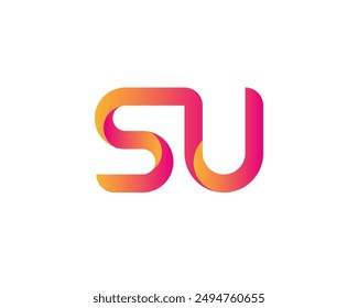 SU letter logo. SU logo design vector illustration