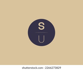 SU letter modern elegant logo design vector images