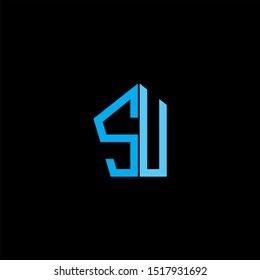 SU Letter monogram with abstrac concept style design