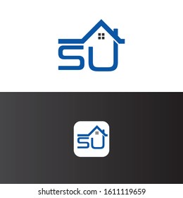 SU Letter Real estate logo Design Template Vector